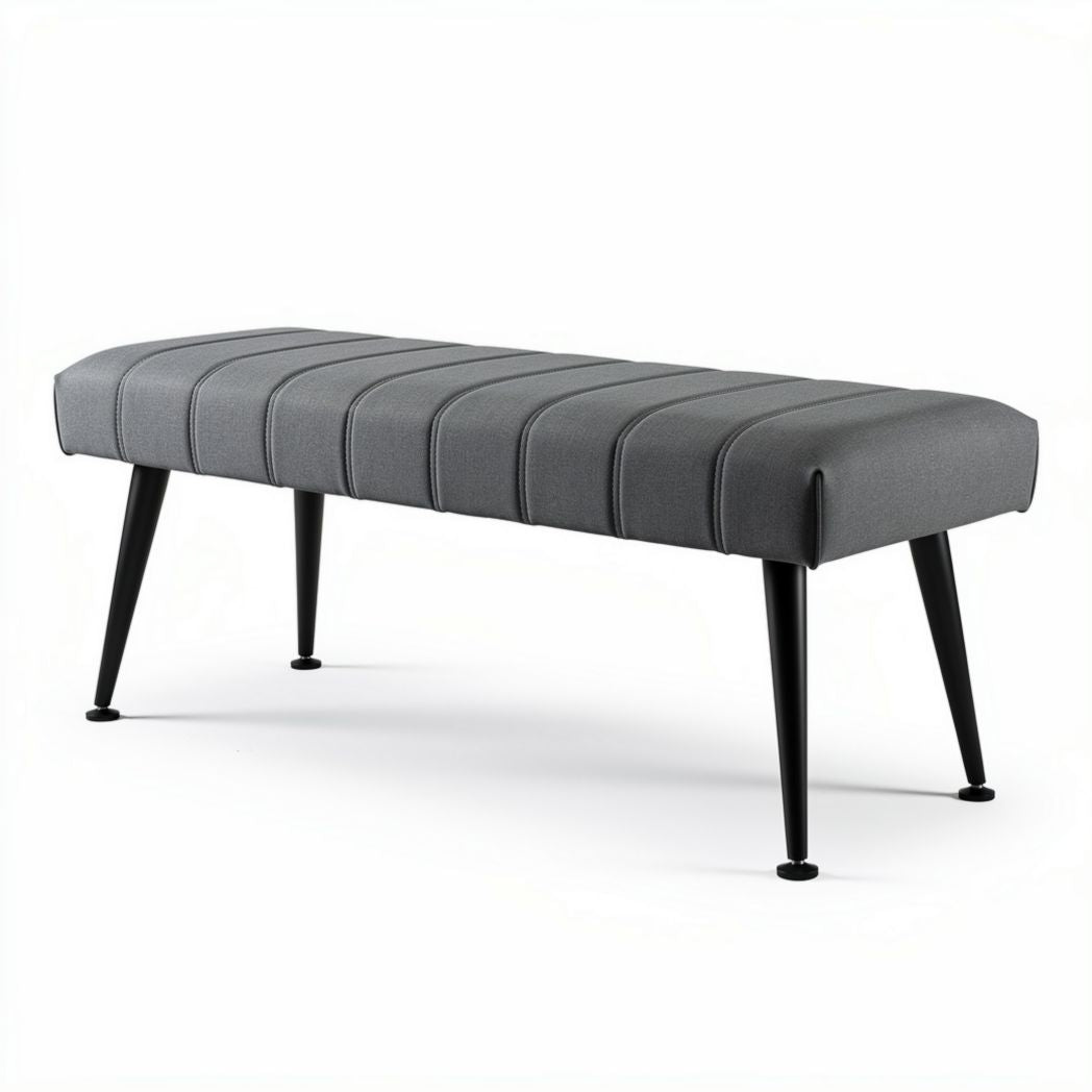 Panchina in tessuto grigio con gambe nere 120 x 40 x 45cm