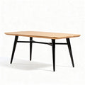 Tavolo rectangolare in legno di bambù con gambe in metallo nero 160 x 80 x 75cm
