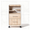 Carrello portaoggetti in legno di acacia con ruote e due cassetti 45 x 40 x 90cm