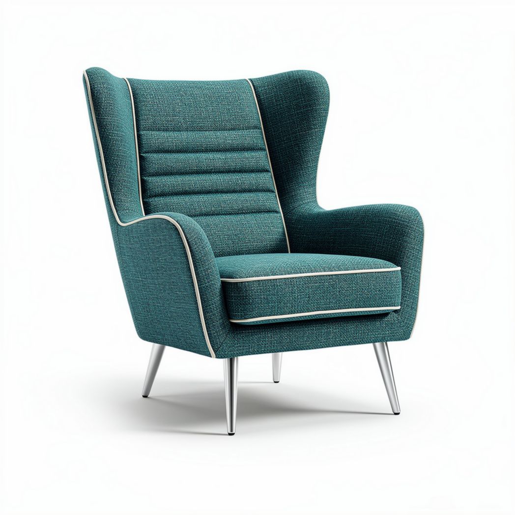 Poltrona in tessuto verde con struttura metallica 80 x 75 x 100cm