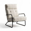 Poltrona in tessuto bouclé beige con struttura in metallo nero 80 x 70 x 100cm