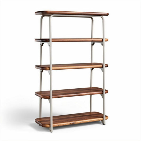 Scaffale a quattro ripiani in legno di noce e metallo dimensioni 80 x 30 x 150cm