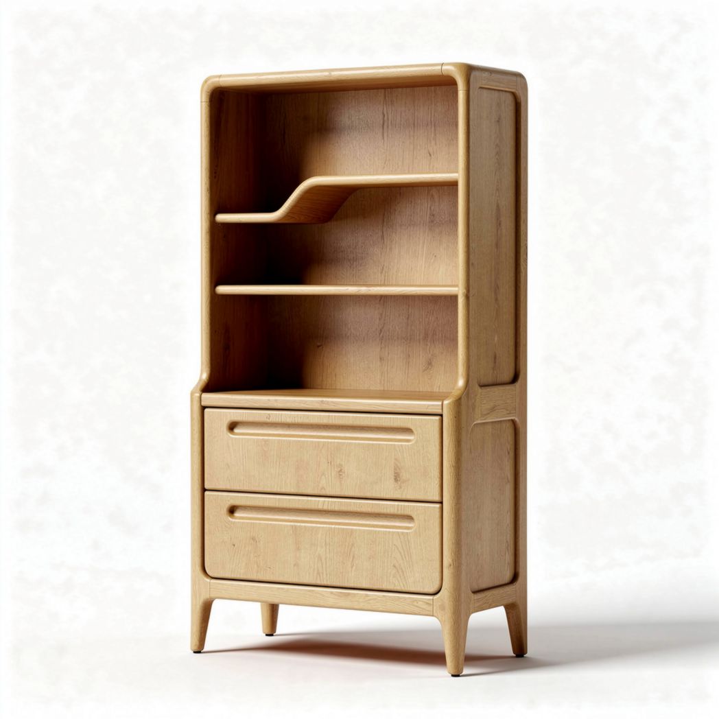 Mobiletto in legno di bambù con due cassetti e ripiani 80 x 40 x 160cm