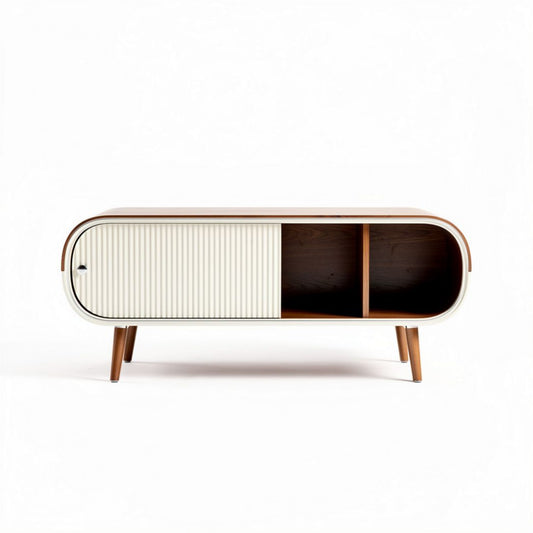 Mobiletto da salotto in legno e metallo bianco 120 x 40 x 50cm con ripiani aperti