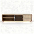 Mobile TV in legno naturale con porta in vetro e cassetto 150 x 40 x 50cm