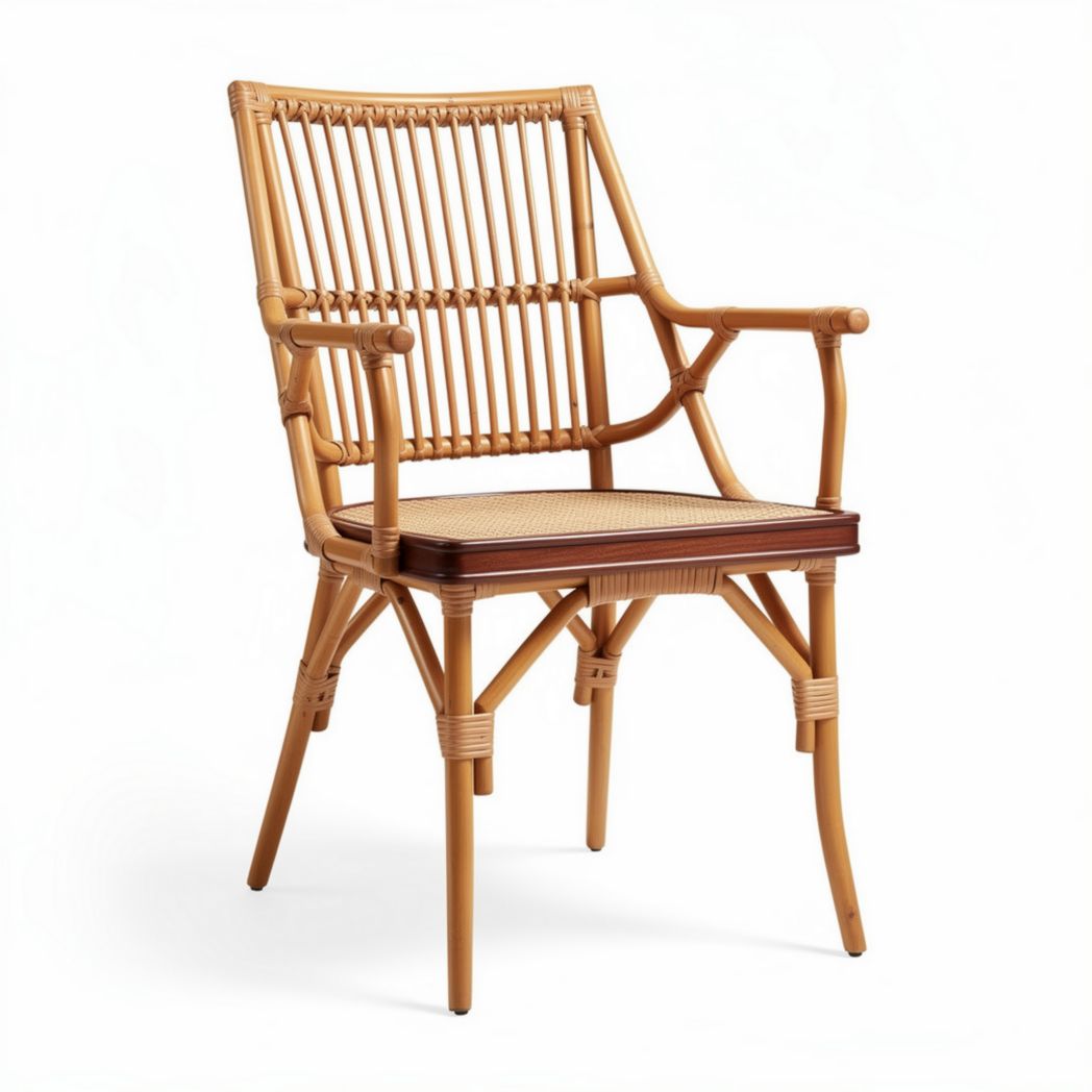 Sedia in legno di bambù con braccioli per esterni e interni 55 x 60 x 85cm