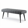 Panchina in tessuto grigio con gambe nere 120 x 40 x 45cm